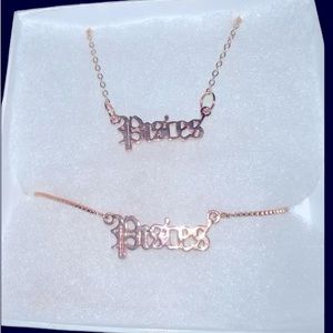 NediaCreations Rose gold color zodiac sign pisces necklace/bracelet set new